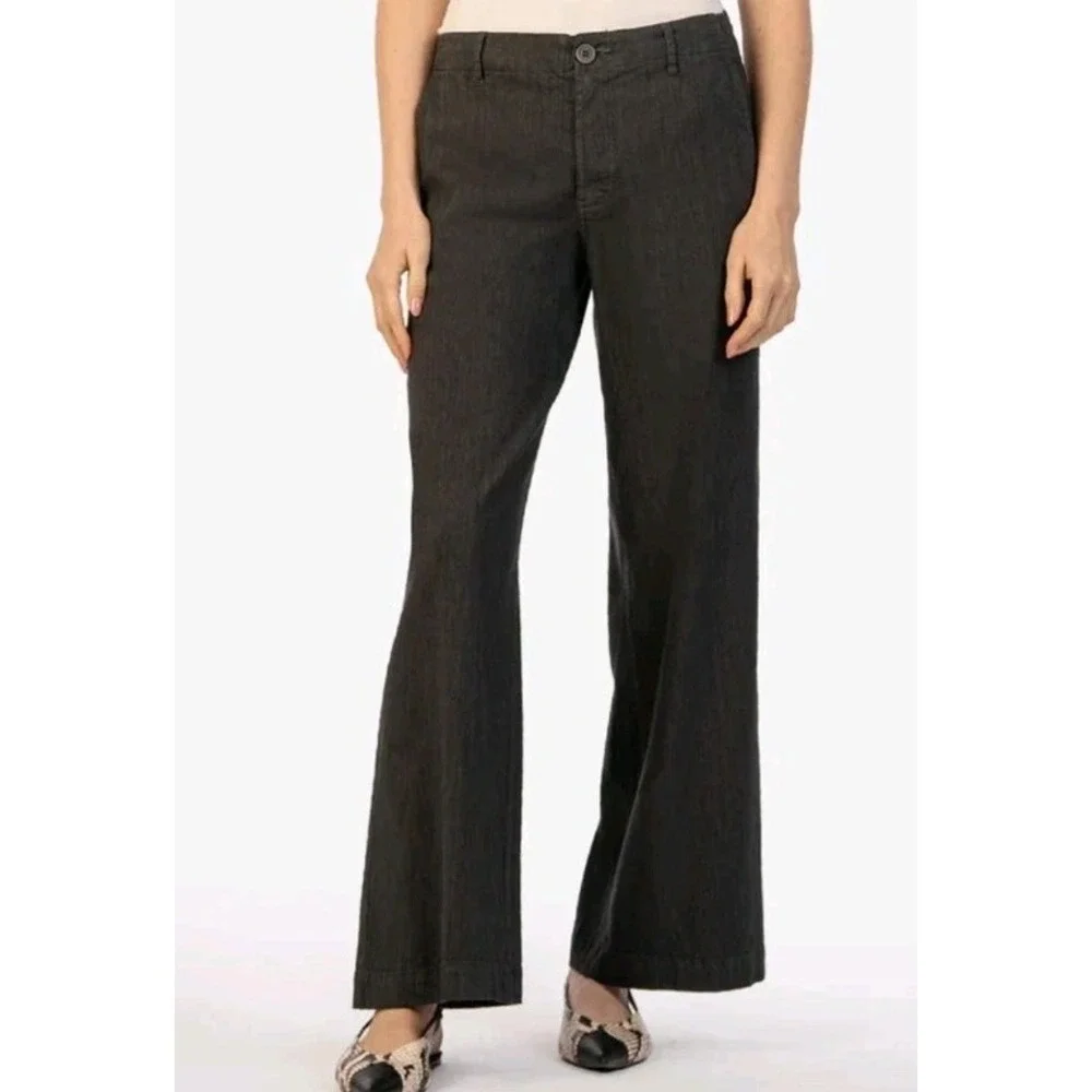 Kut From The Kloth size 4 30x26 Linen Grey Wide Leg Ankle Pants Classic City - Picture 10 of 10